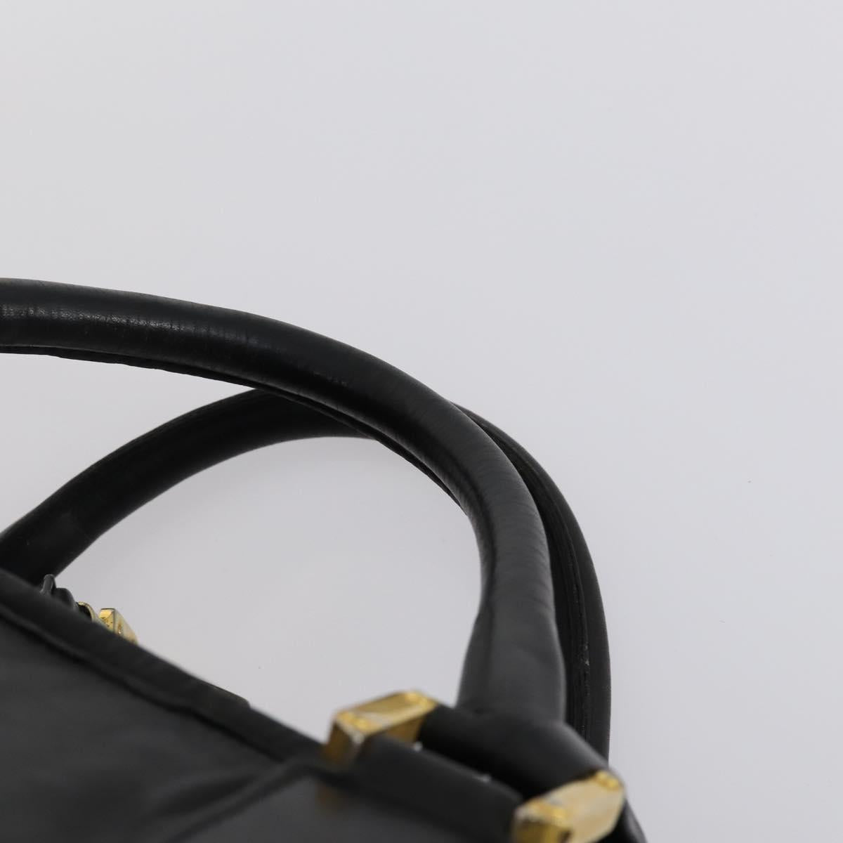 LOEWE Anagram Amazona 48 Hand Bag Leather Black Gold Auth bs31004