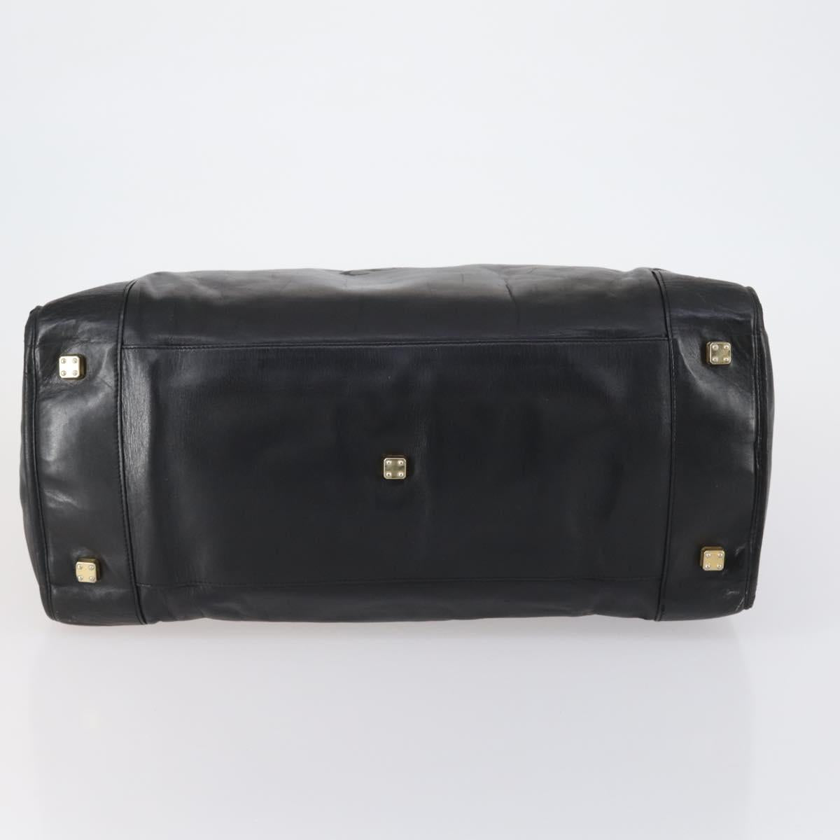 LOEWE Anagram Amazona 48 Hand Bag Leather Black Gold Auth bs31004