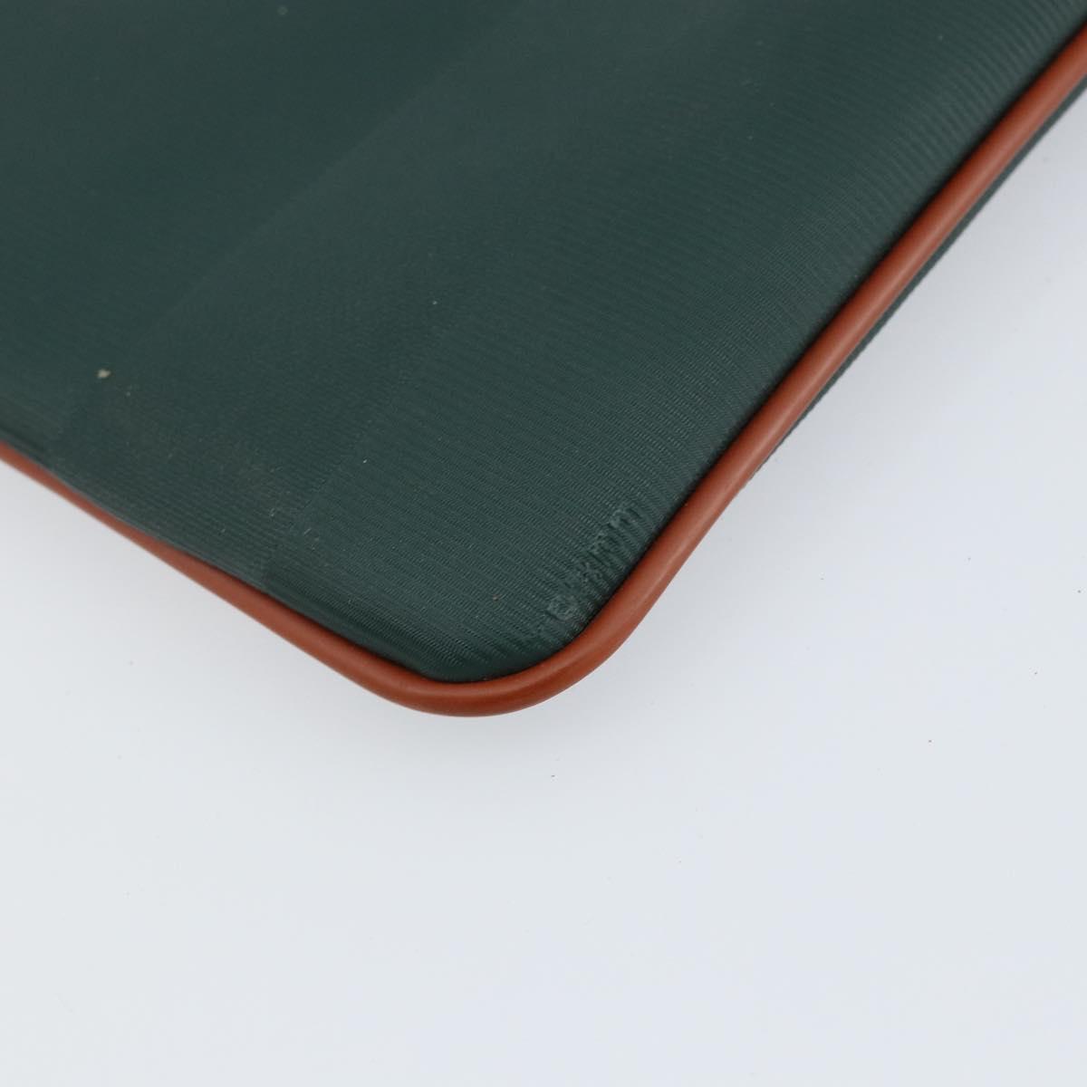 FENDI Pecan Canvas Clutch Bag PVC Green Gold Auth bs31005