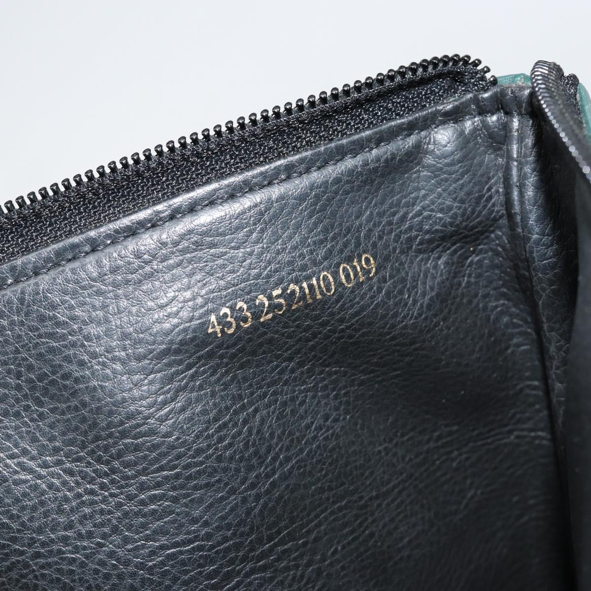 FENDI Pecan Canvas Clutch Bag PVC Green Gold Auth bs31005