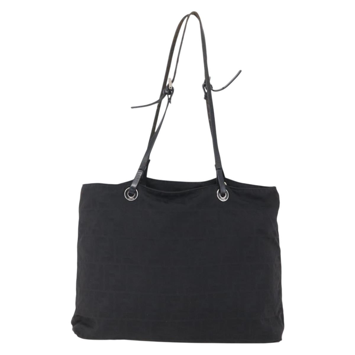 FENDI Zucca Canvas Tote Bag Black Brown Auth bs31006