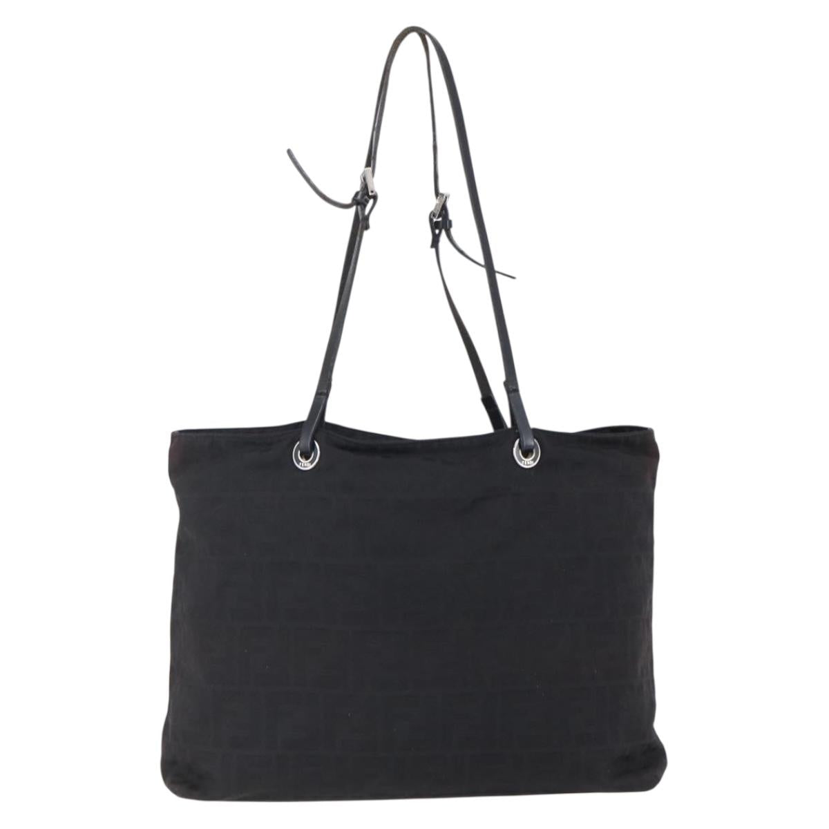 FENDI Zucca Canvas Tote Bag Black Brown Auth bs31006