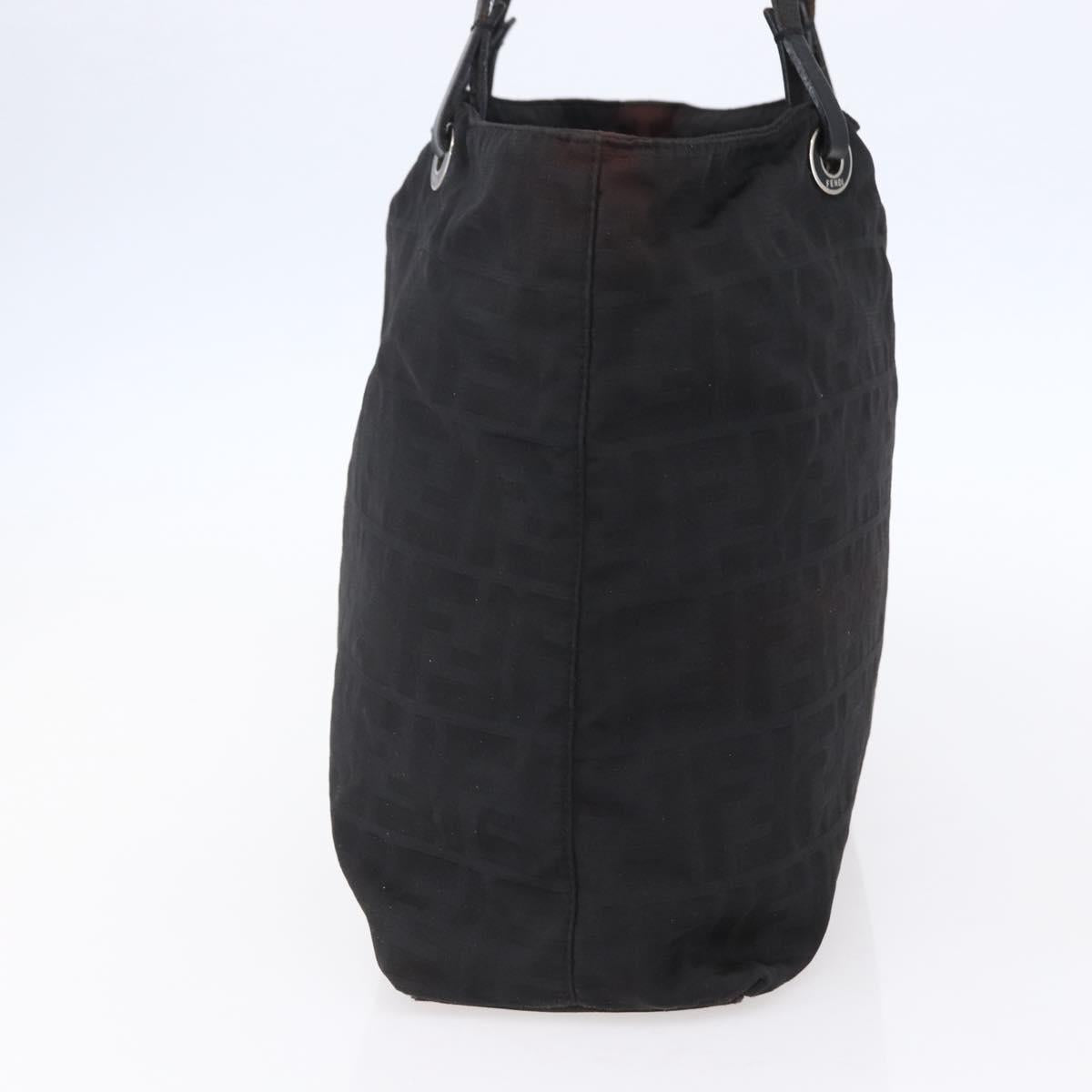 FENDI Zucca Canvas Tote Bag Black Brown Auth bs31006