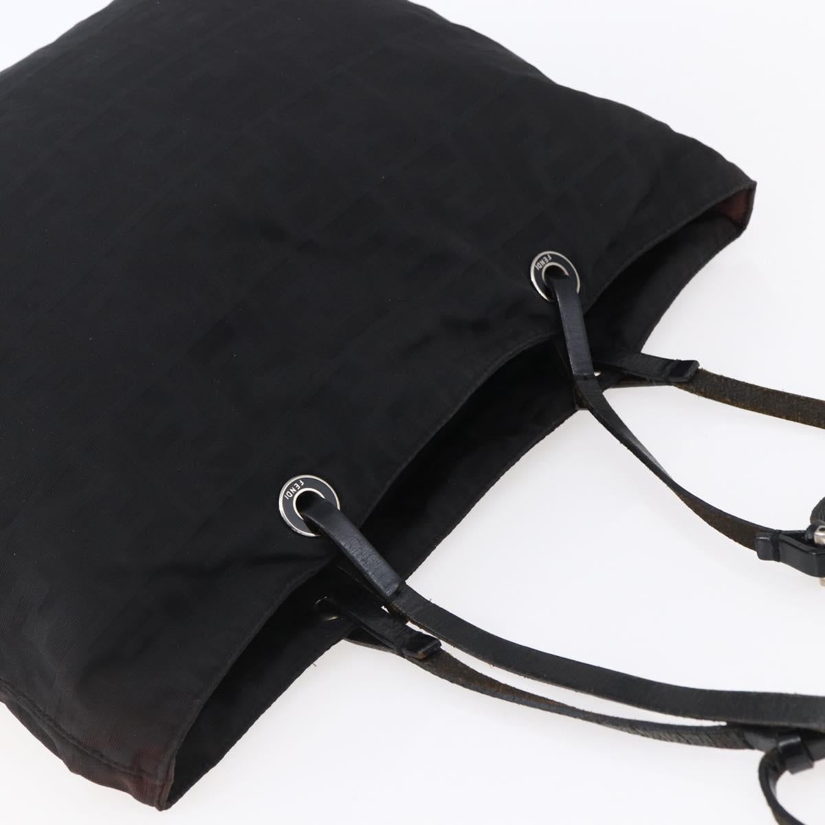 FENDI Zucca Canvas Tote Bag Black Brown Auth bs31006