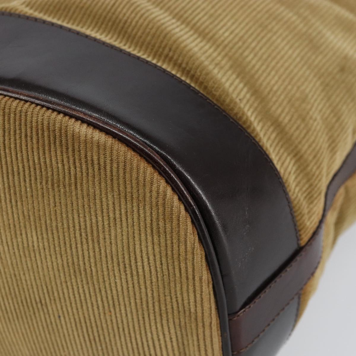 FENDI Hand Bag Velor Beige Silver Auth bs31008