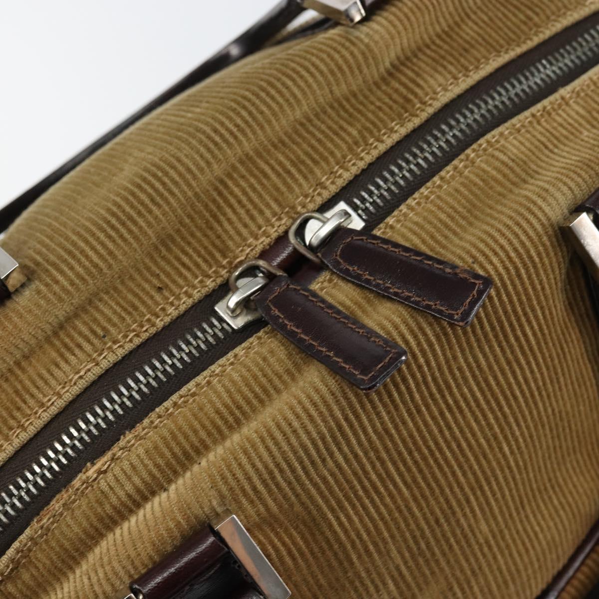 FENDI Hand Bag Velor Beige Silver Auth bs31008