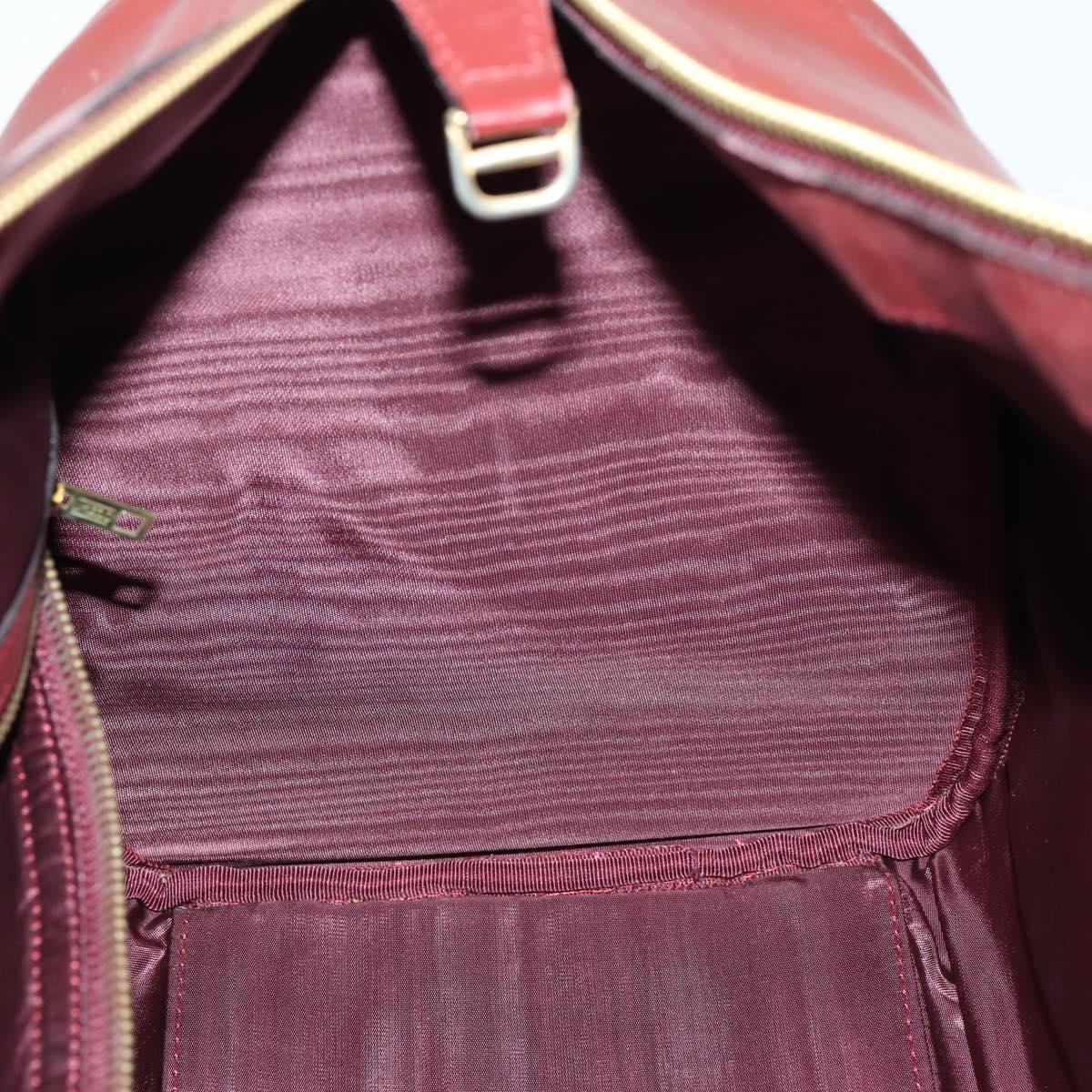 CARTIER Must Line Boston Bag Leather Bordeaux Gold Auth bs31009
