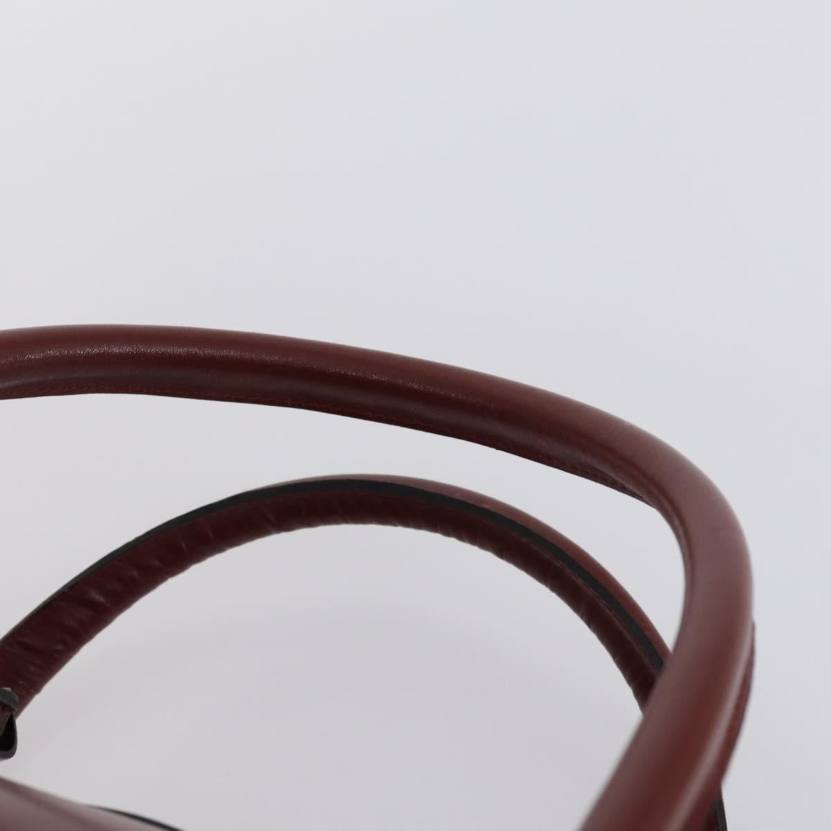 CARTIER Must Line Boston Bag Leather Bordeaux Gold Auth bs31009