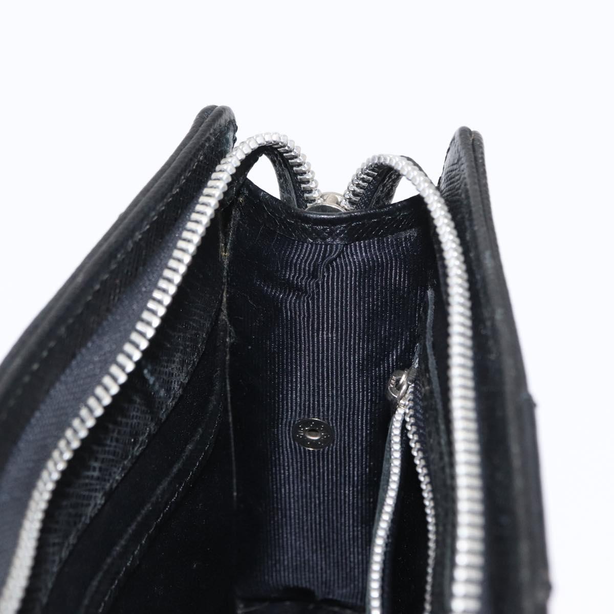 VALENTINO Clutch Bag Leather Black Silver Auth bs31011