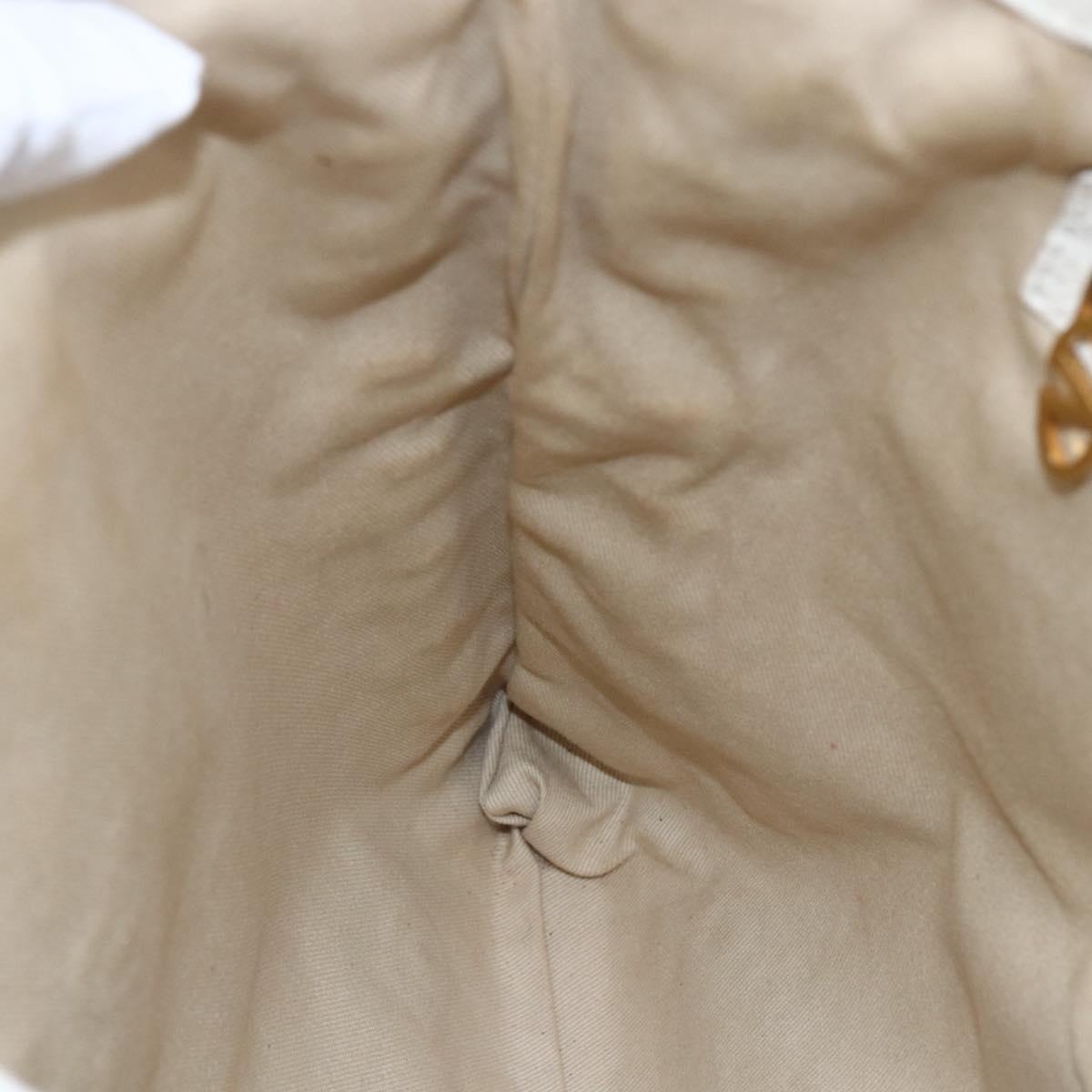 VALENTINO Tote Bag Leather White Gold Auth bs31012