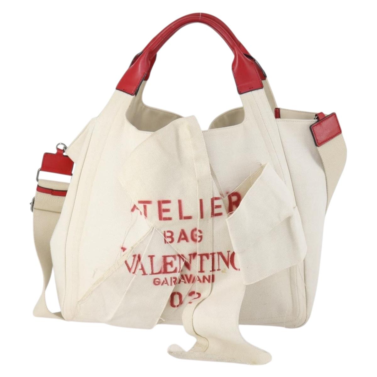 VALENTINO Tote Bag Canvas 2way White Auth bs31013