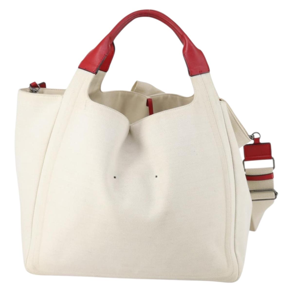 VALENTINO Tote Bag Canvas 2way White Auth bs31013