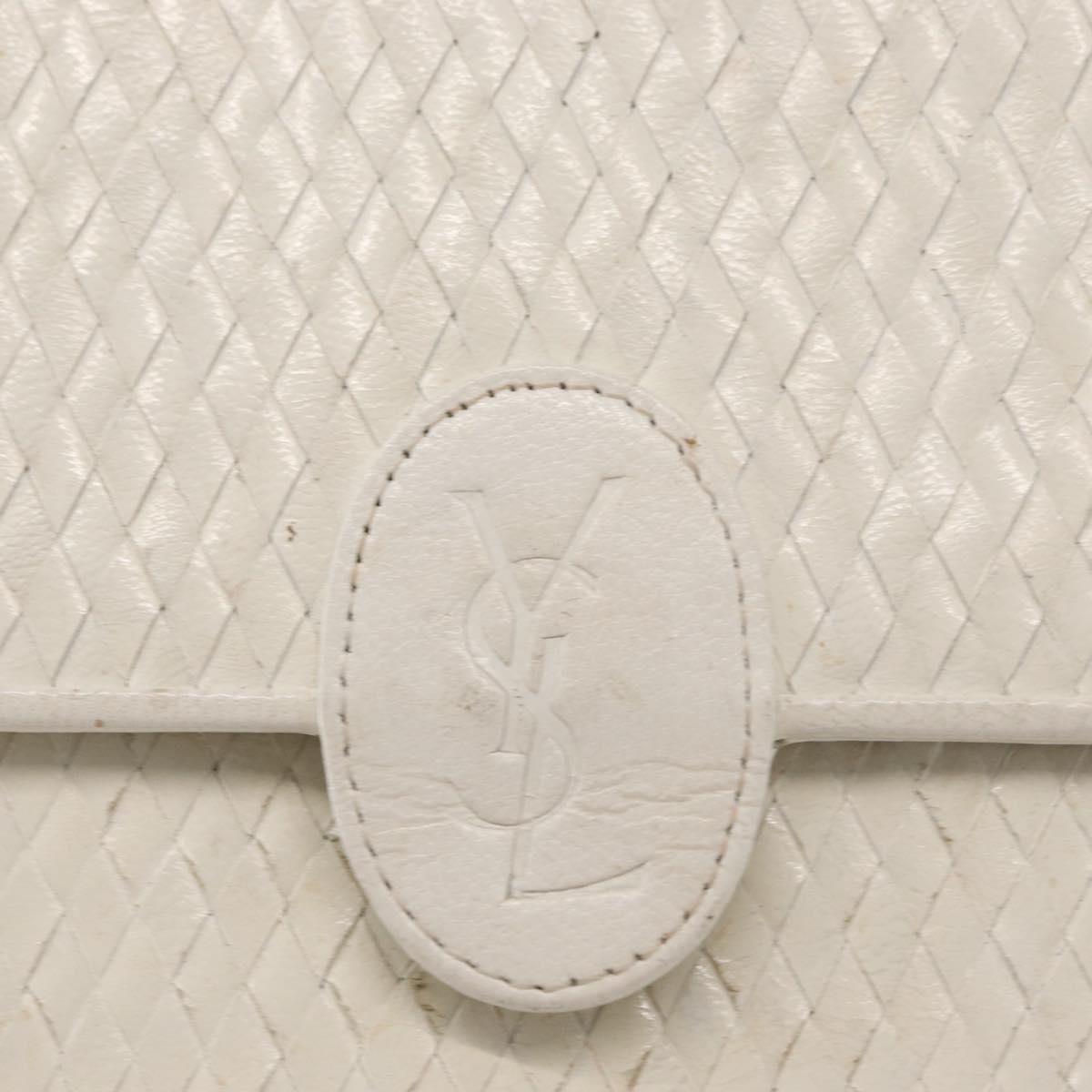 SAINT LAURENT Shoulder Bag Leather White Auth bs31016