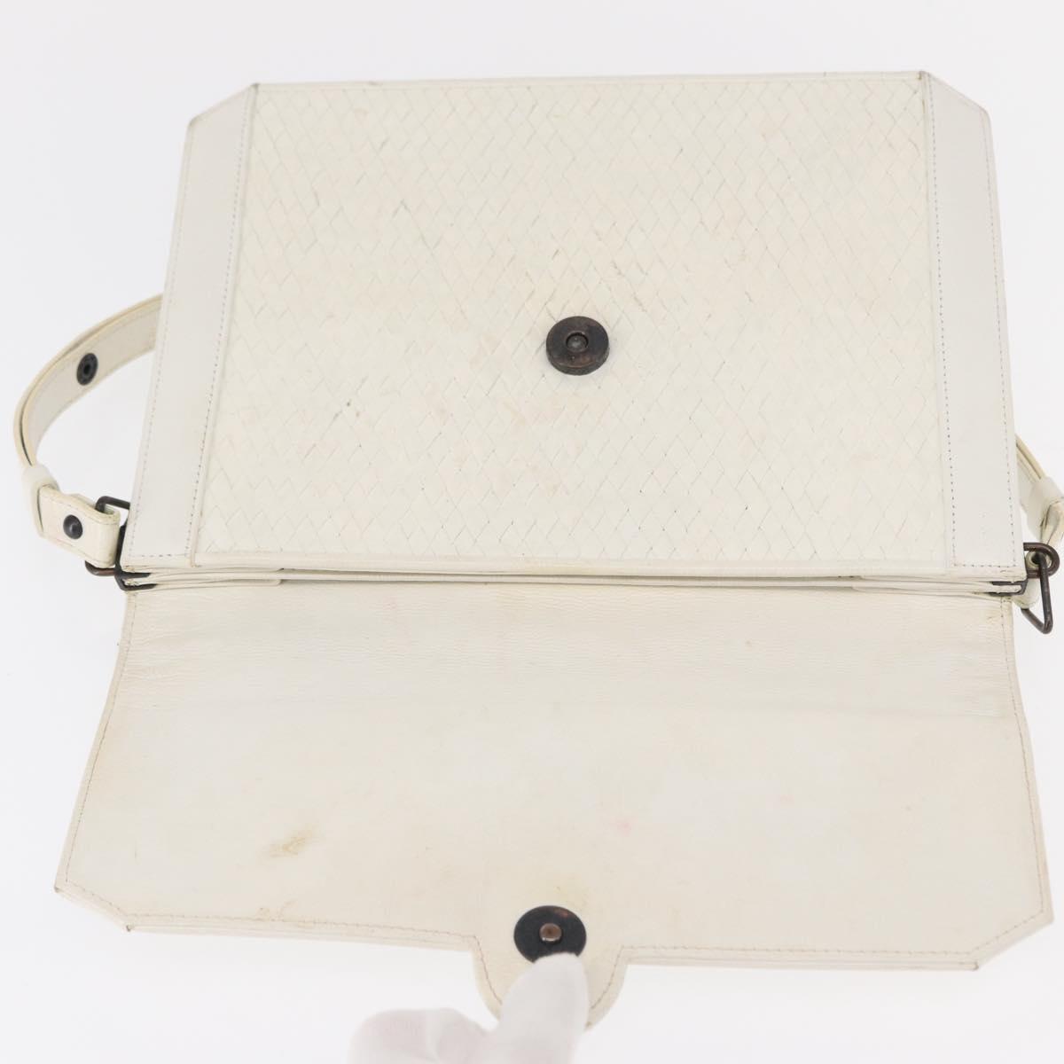 SAINT LAURENT Shoulder Bag Leather White Auth bs31016