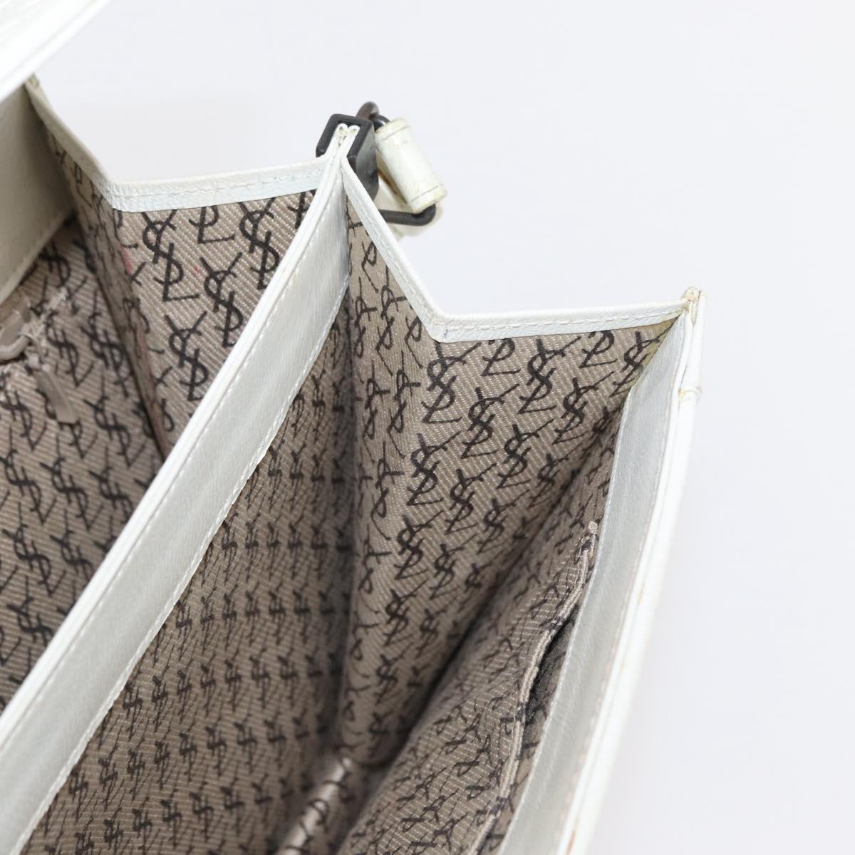 SAINT LAURENT Shoulder Bag Leather White Auth bs31016