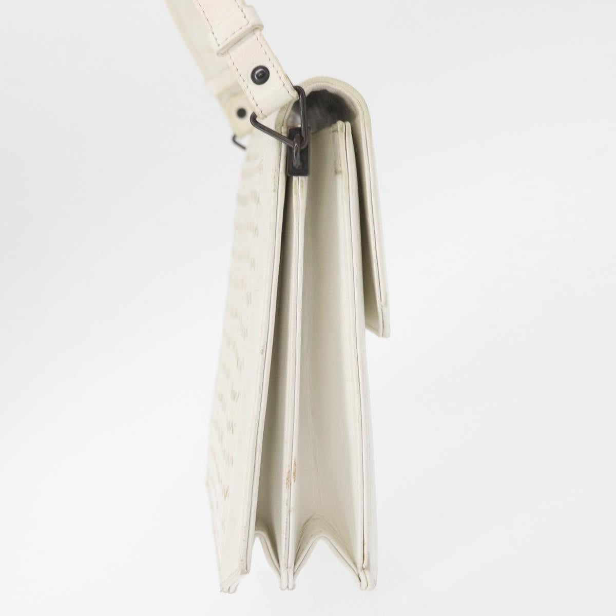 SAINT LAURENT Shoulder Bag Leather White Auth bs31016