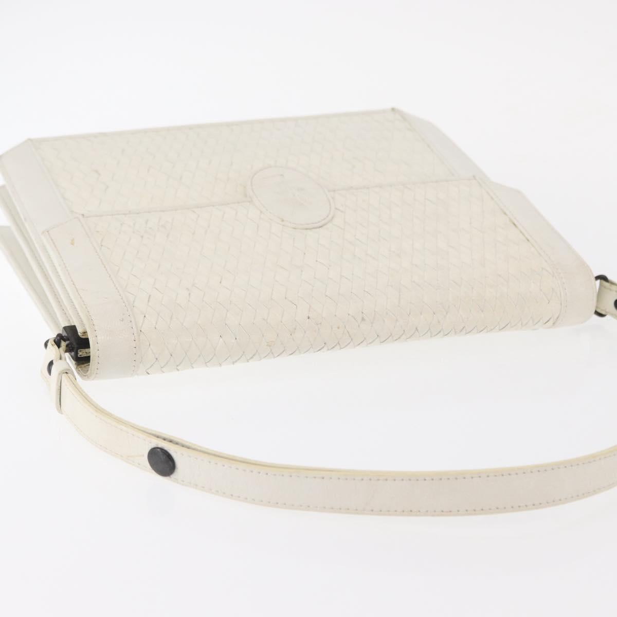 SAINT LAURENT Shoulder Bag Leather White Auth bs31016