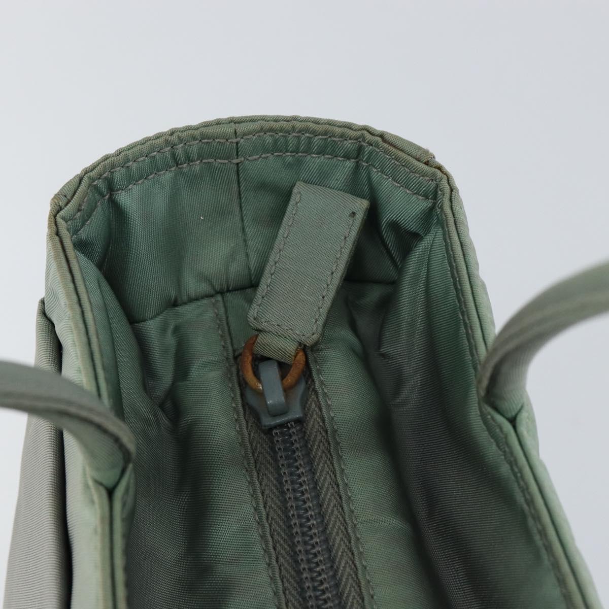 PRADA Tote Bag Nylon Khaki Silver Auth bs31017