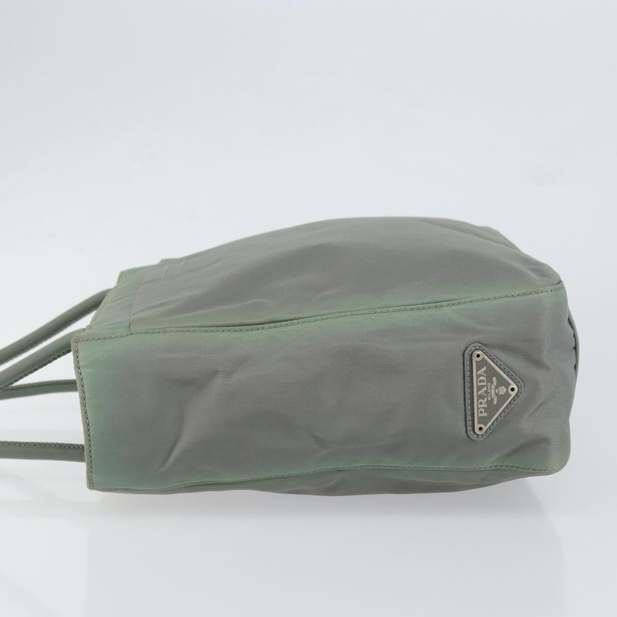 PRADA Tote Bag Nylon Khaki Silver Auth bs31017
