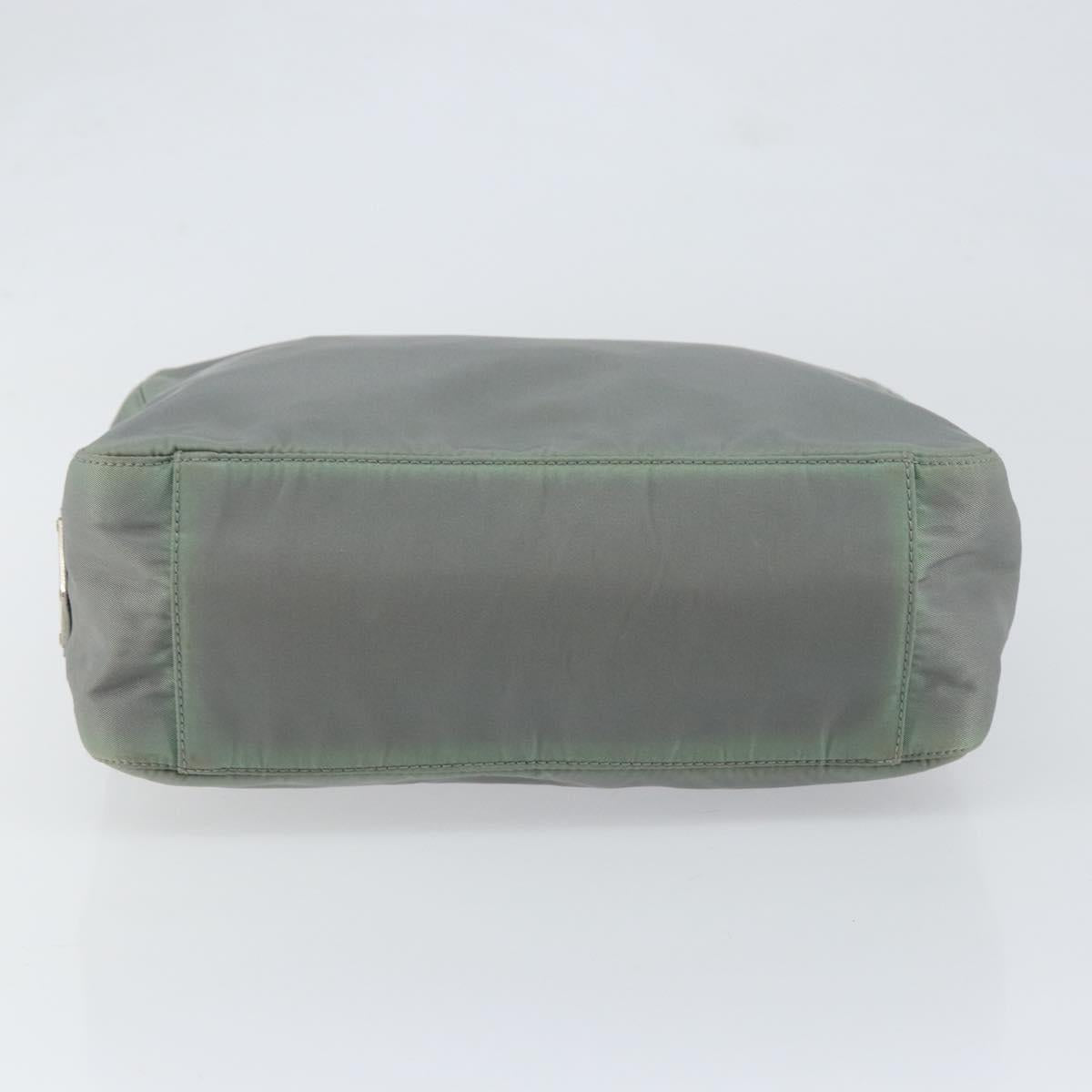 PRADA Tote Bag Nylon Khaki Silver Auth bs31017