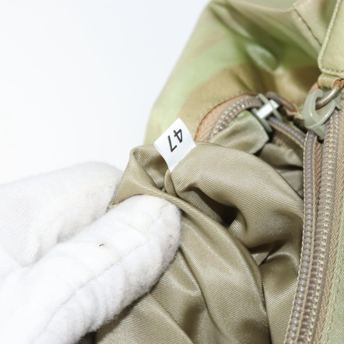 PRADA Tote Bag Nylon Khaki Silver Auth bs31019