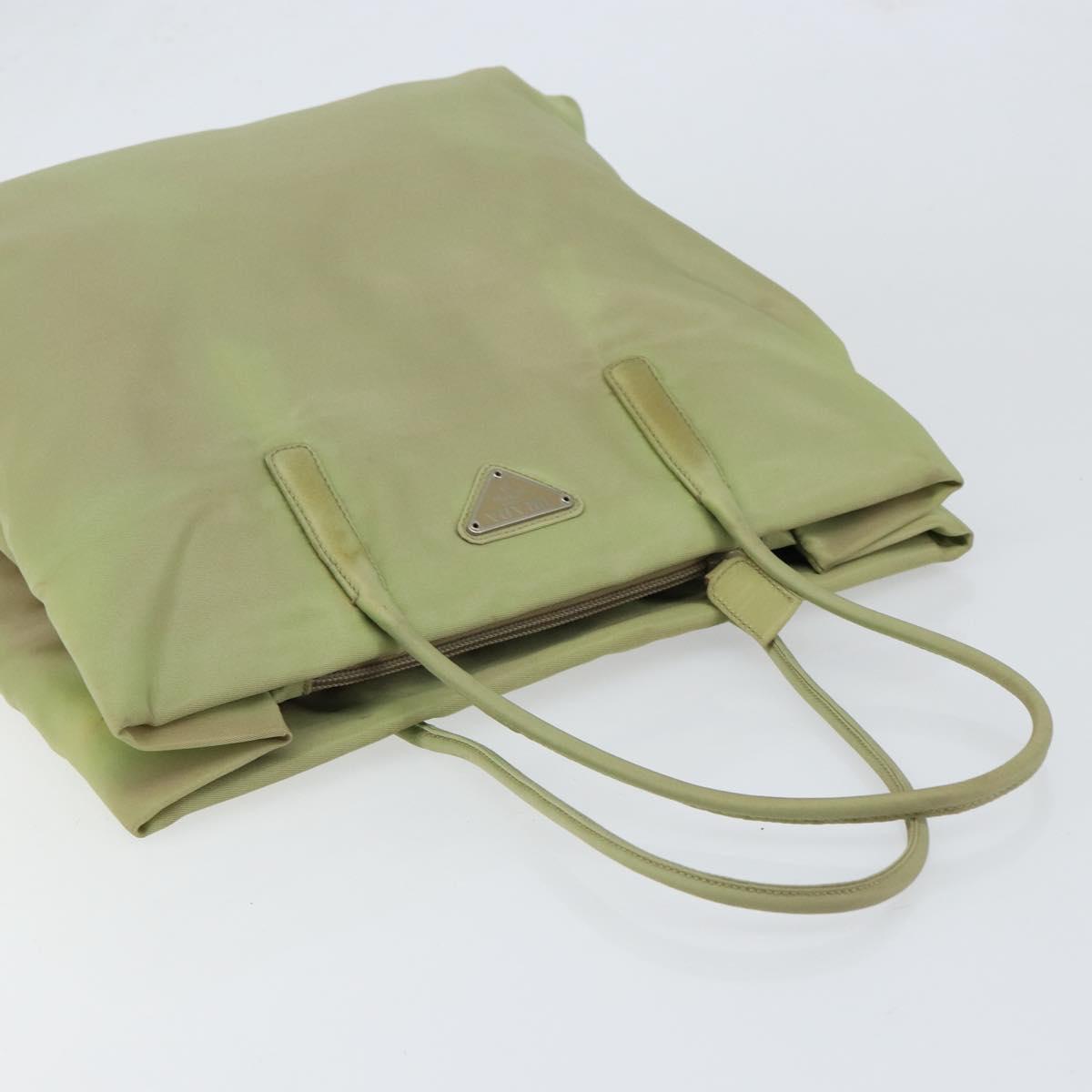 PRADA Tote Bag Nylon Khaki Silver Auth bs31019
