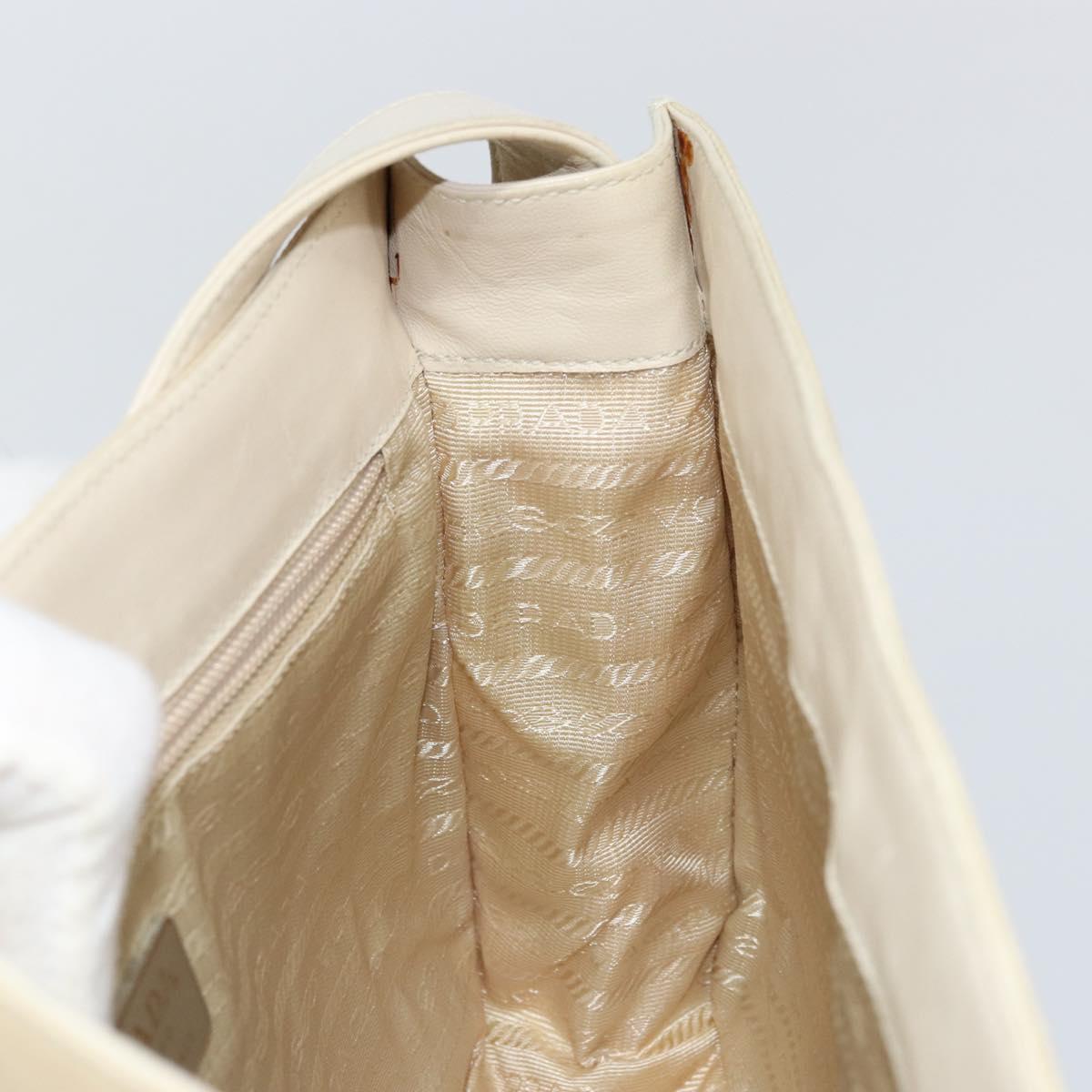 PRADA Shoulder Bag Nylon Leather Beige Auth bs31020