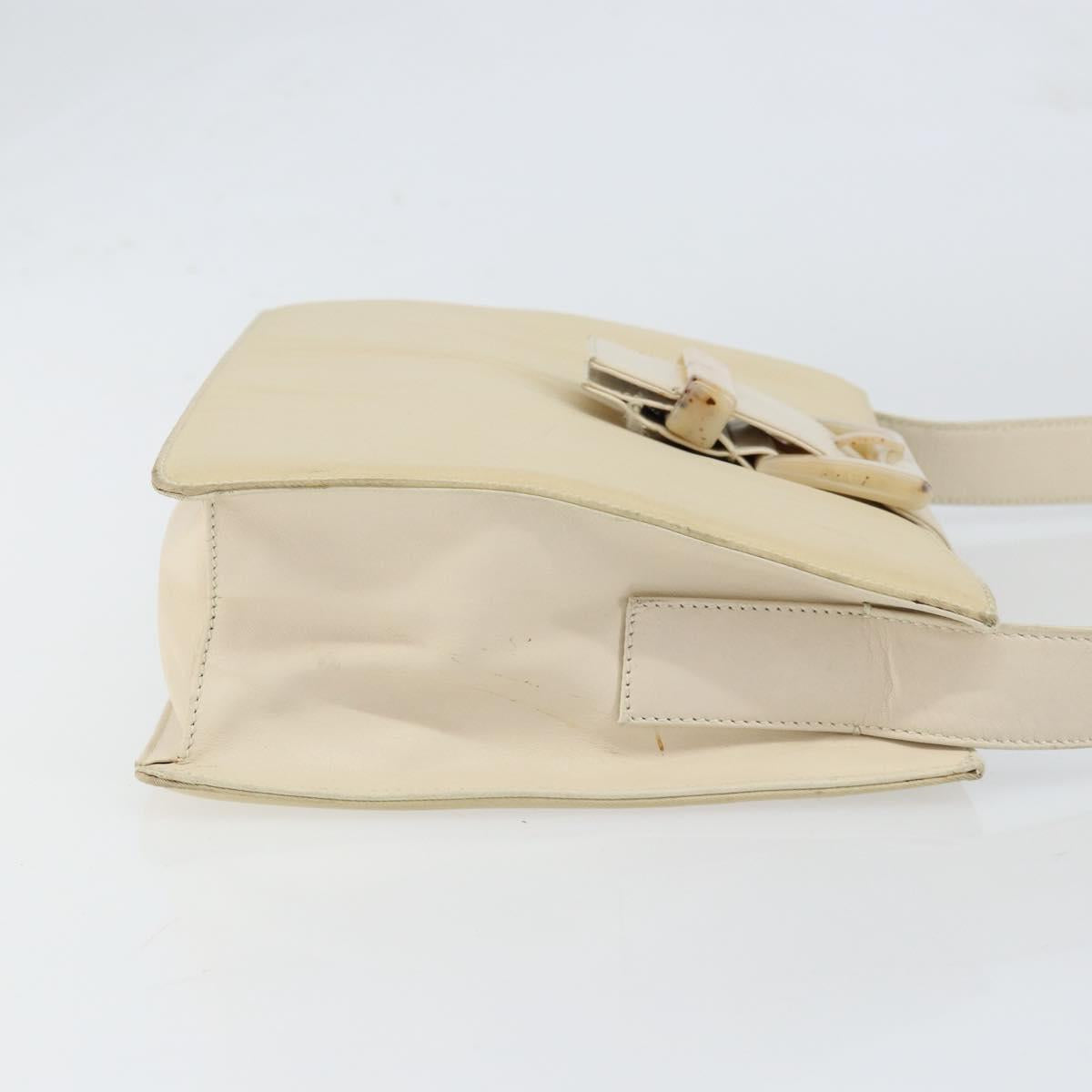 PRADA Shoulder Bag Nylon Leather Beige Auth bs31020