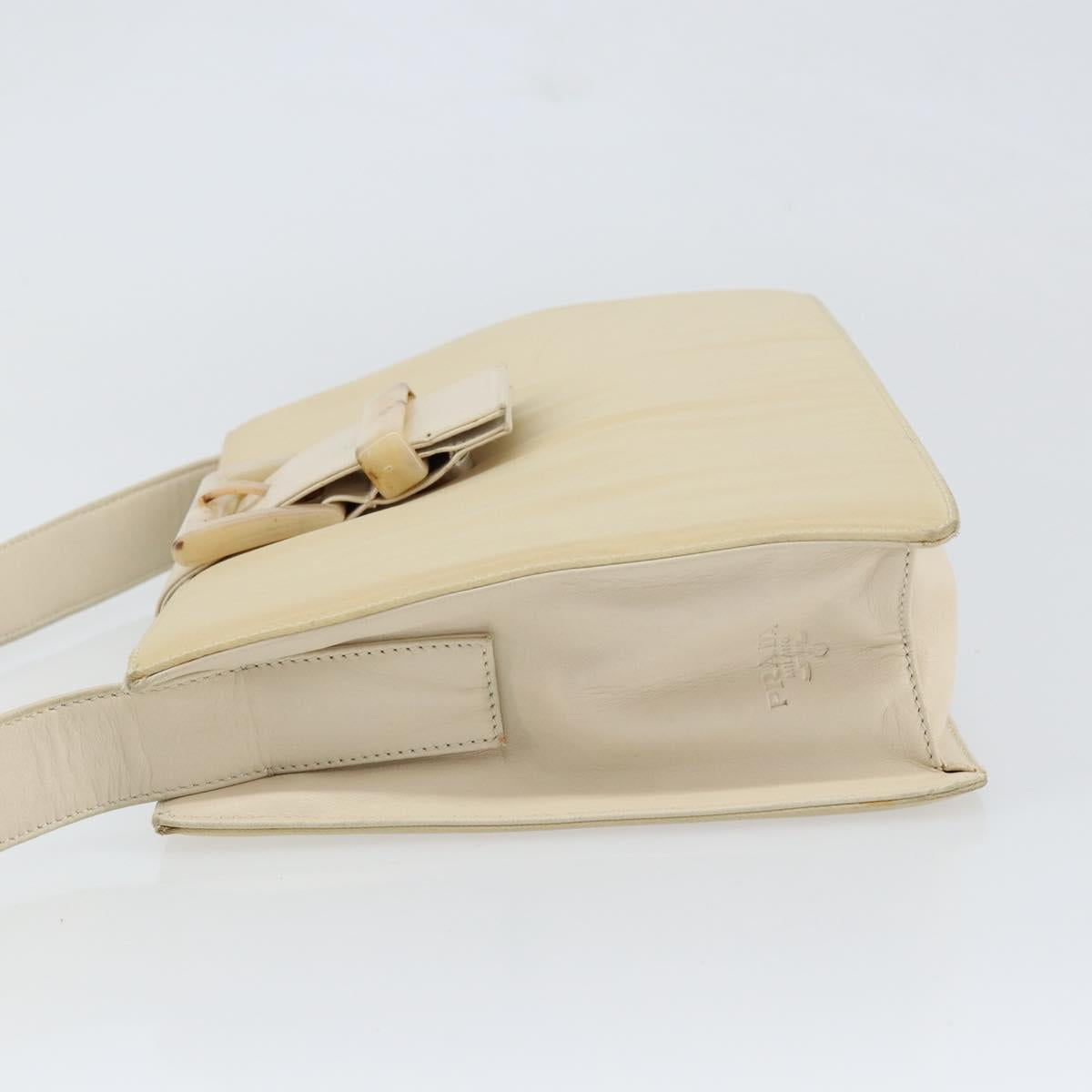 PRADA Shoulder Bag Nylon Leather Beige Auth bs31020