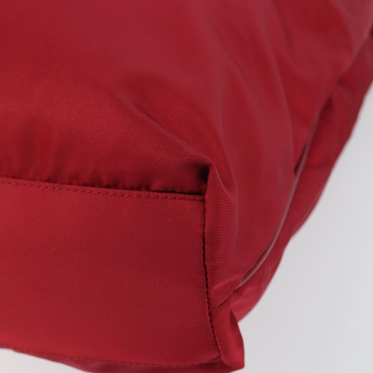 PRADA Tote Bag Nylon Red Silver Auth bs31021