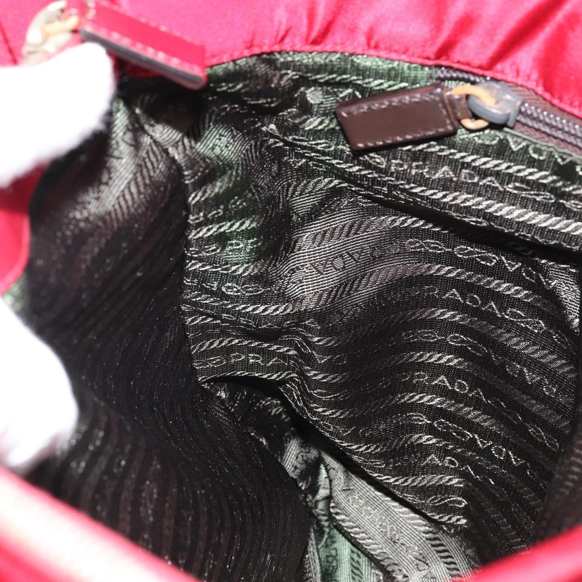 PRADA Tote Bag Nylon Red Silver Auth bs31021