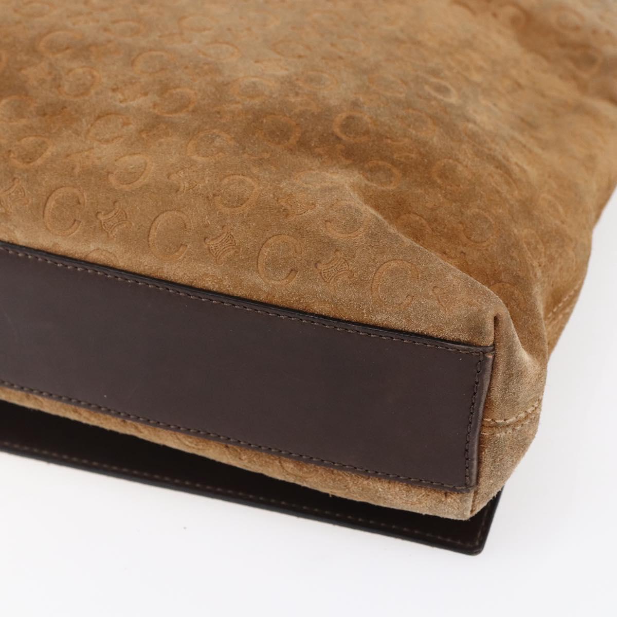 CELINE C Macadam Canvas Shoulder Bag Suede Beige Gold Auth bs31022