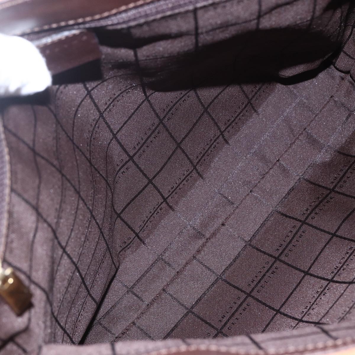 CELINE C Macadam Canvas Shoulder Bag Suede Beige Gold Auth bs31022