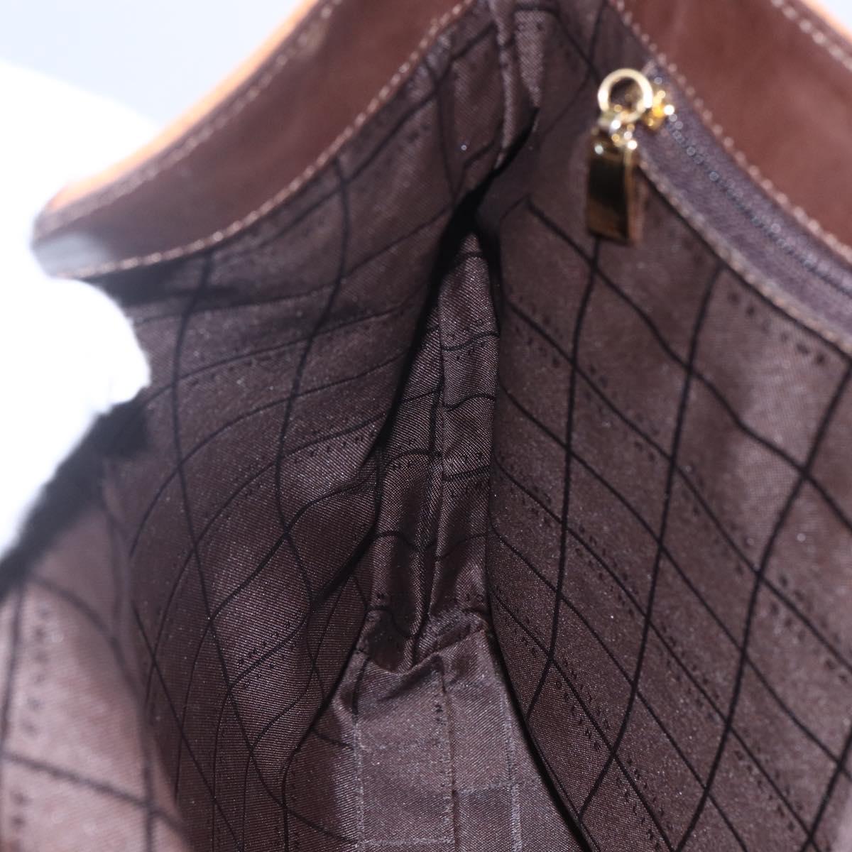 CELINE C Macadam Canvas Shoulder Bag Suede Beige Gold Auth bs31022