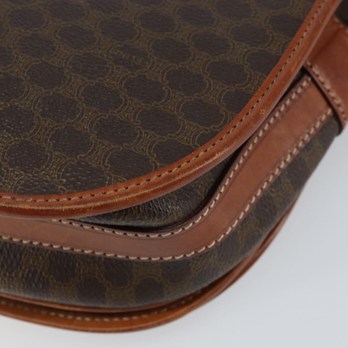 CELINE Macadam Canvas Shoulder Bag PVC Leather Brown Gold Auth bs31023