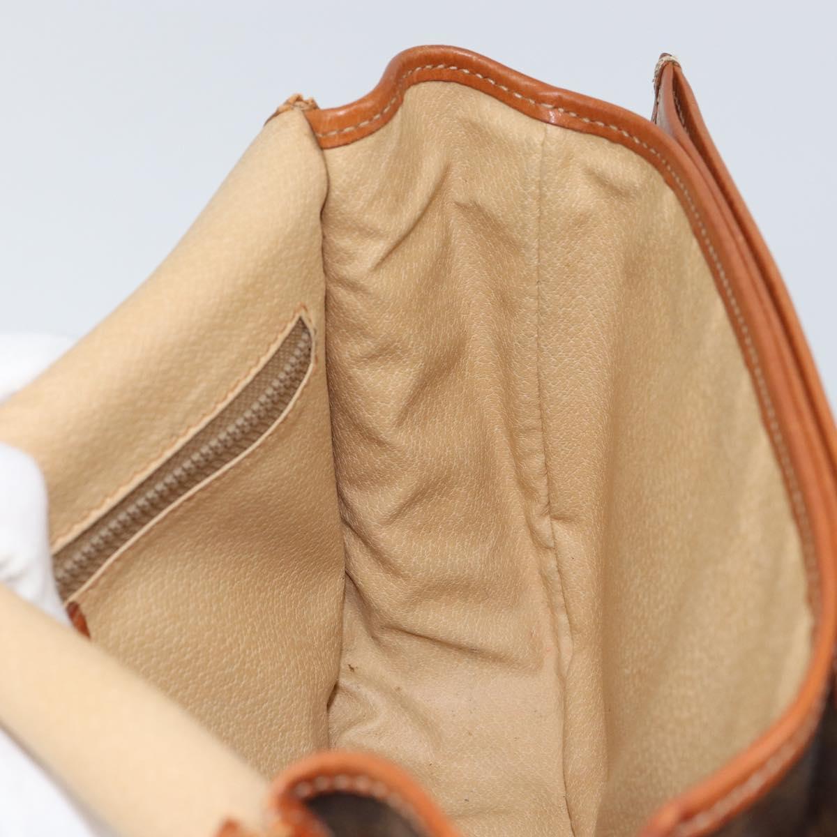 CELINE Macadam Canvas Shoulder Bag PVC Leather Brown Gold Auth bs31023