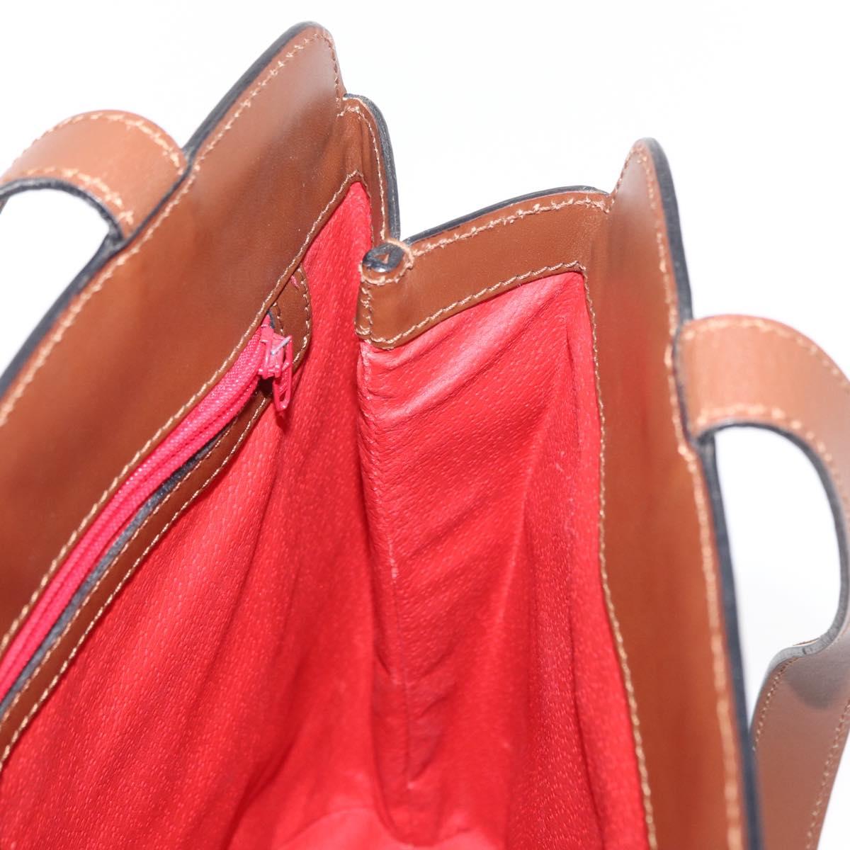 CELINE Shoulder Bag Leather Brown Gold Auth bs31024