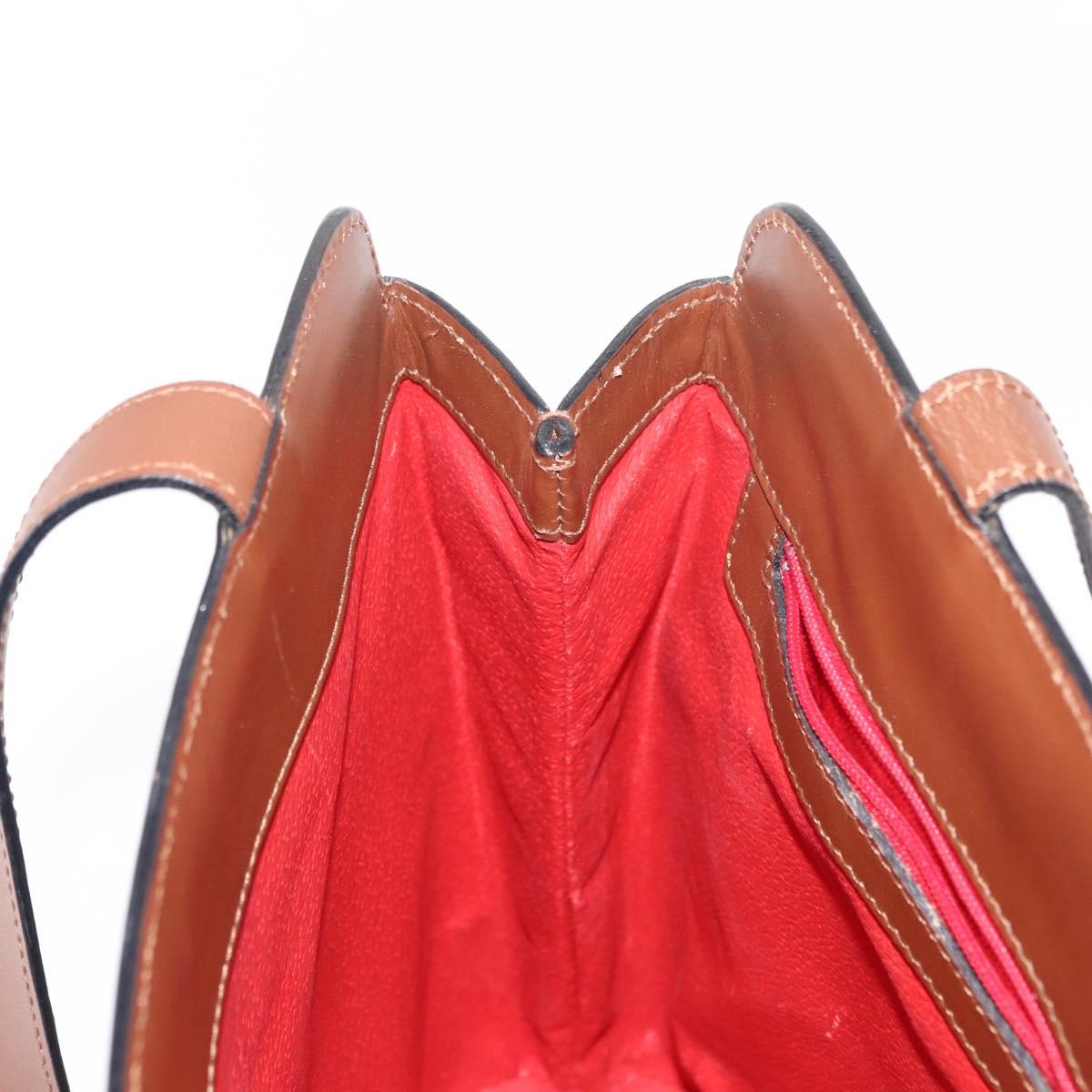 CELINE Shoulder Bag Leather Brown Gold Auth bs31024