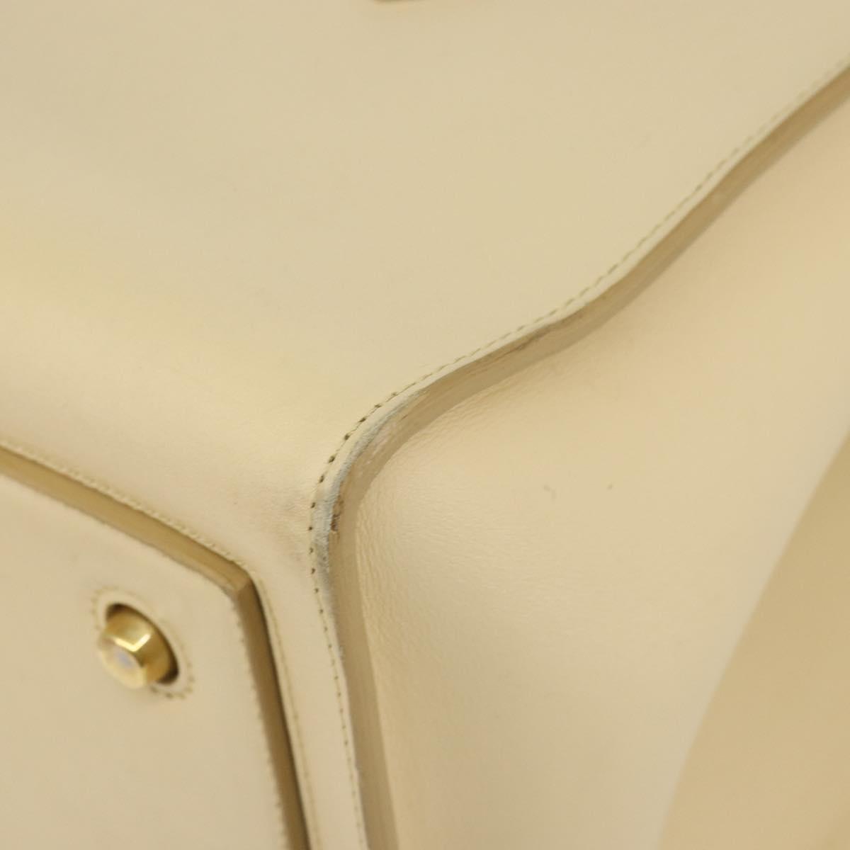 CELINE TIE Tote Bag Leather Beige Gold Auth bs31025