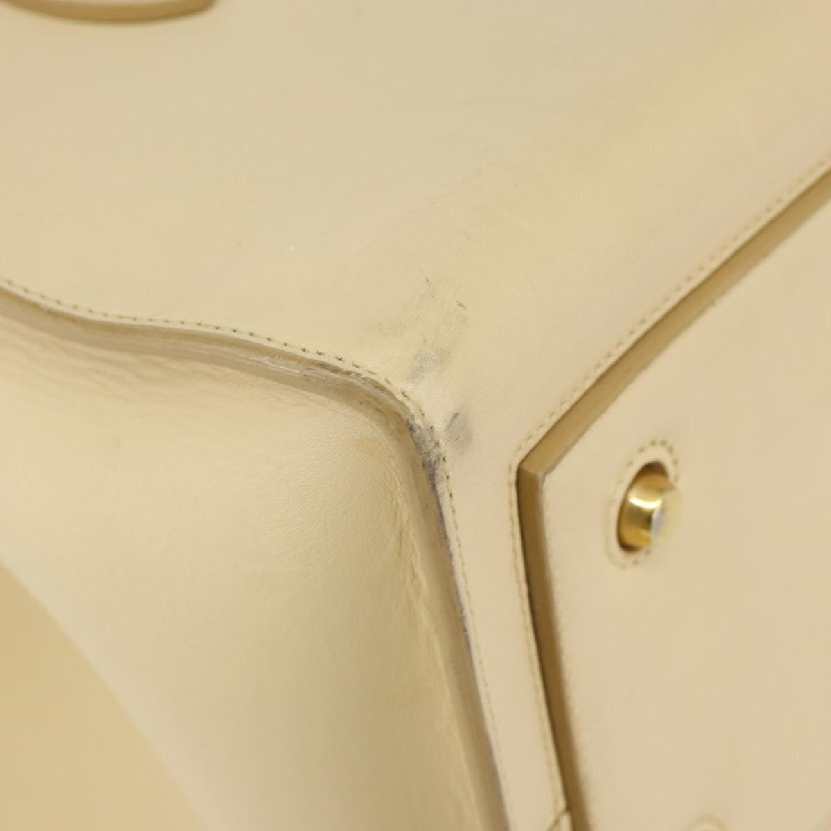 CELINE TIE Tote Bag Leather Beige Gold Auth bs31025