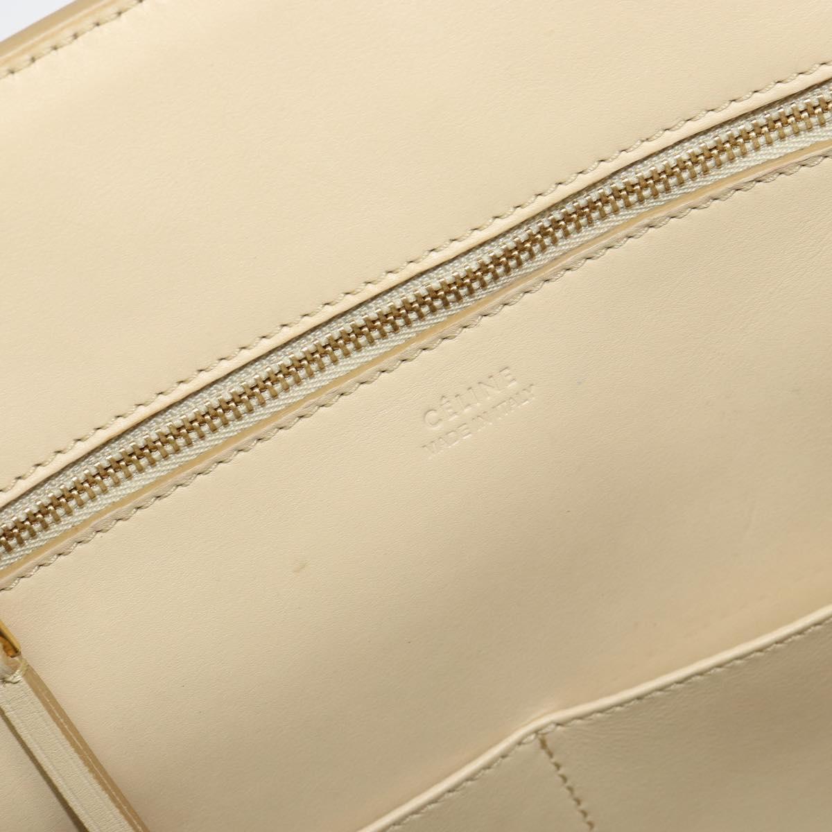 CELINE TIE Tote Bag Leather Beige Gold Auth bs31025
