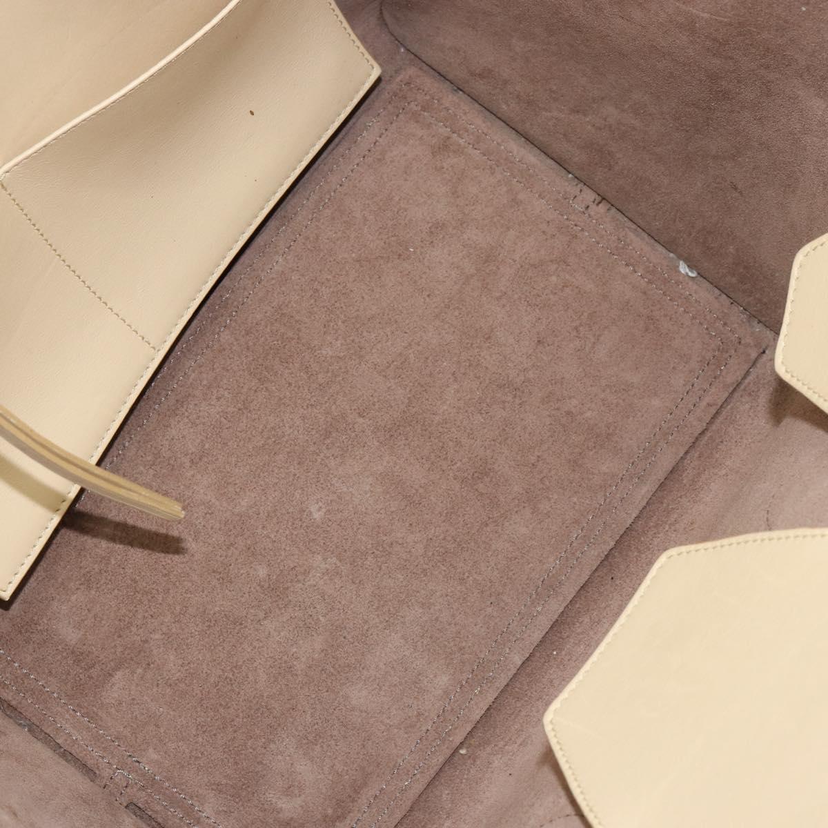 CELINE TIE Tote Bag Leather Beige Gold Auth bs31025