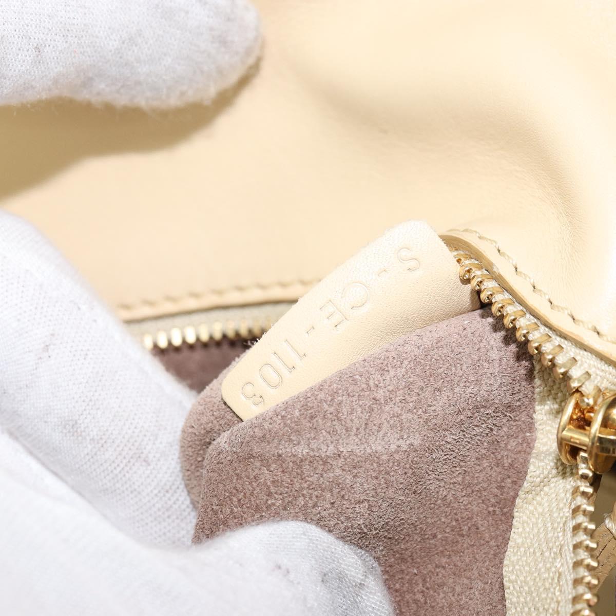 CELINE TIE Tote Bag Leather Beige Gold Auth bs31025