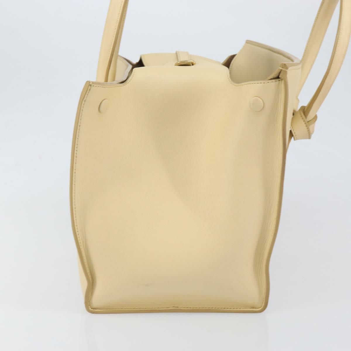 CELINE TIE Tote Bag Leather Beige Gold Auth bs31025