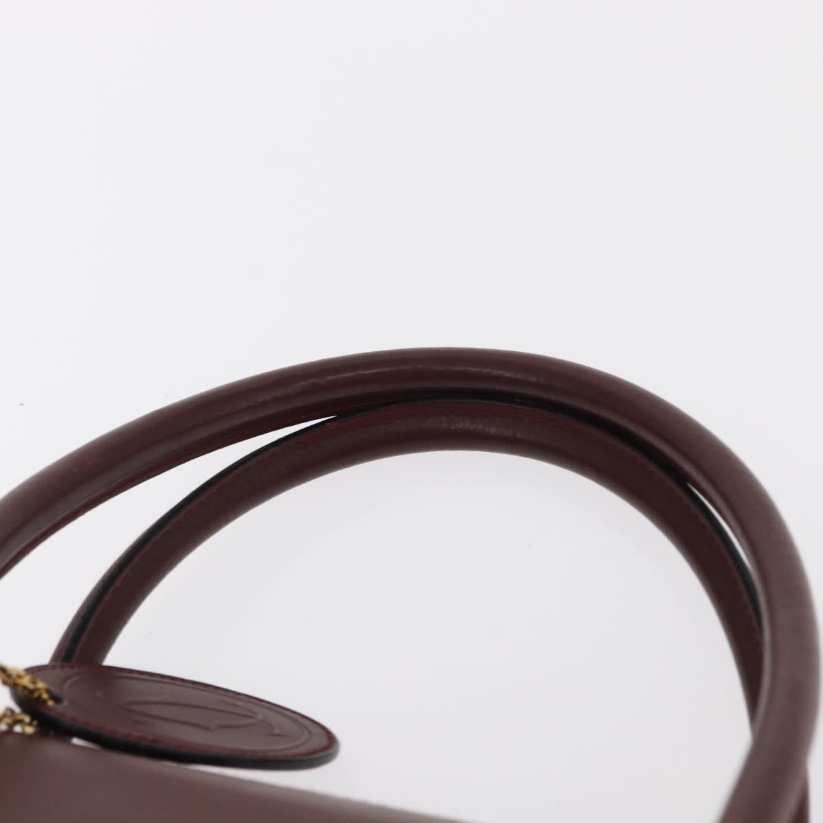 CARTIER Must Line Hand Bag Leather Bordeaux Gold Auth bs31026