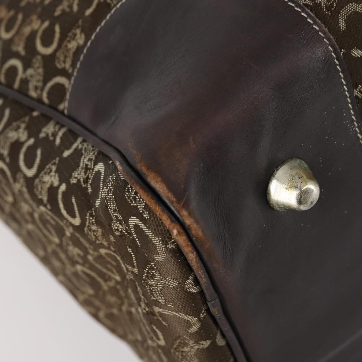 CELINE C Sulky Boston Bag Canvas Brown Gold Auth bs31027