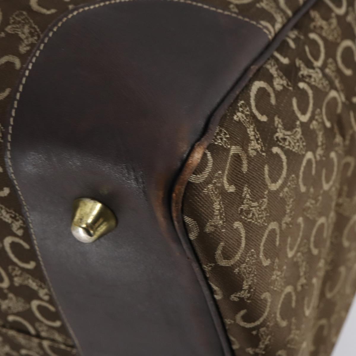 CELINE C Sulky Boston Bag Canvas Brown Gold Auth bs31027