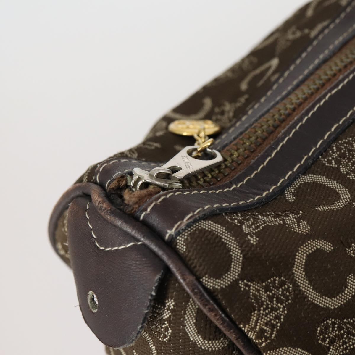 CELINE C Sulky Boston Bag Canvas Brown Gold Auth bs31027