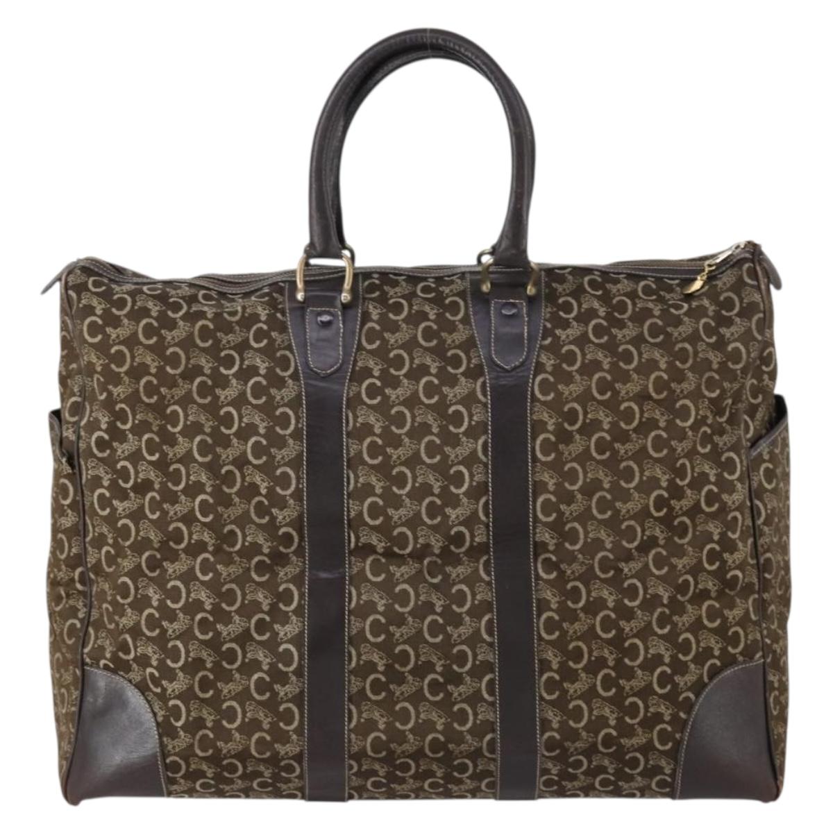 CELINE C Sulky Boston Bag Canvas Brown Gold Auth bs31027