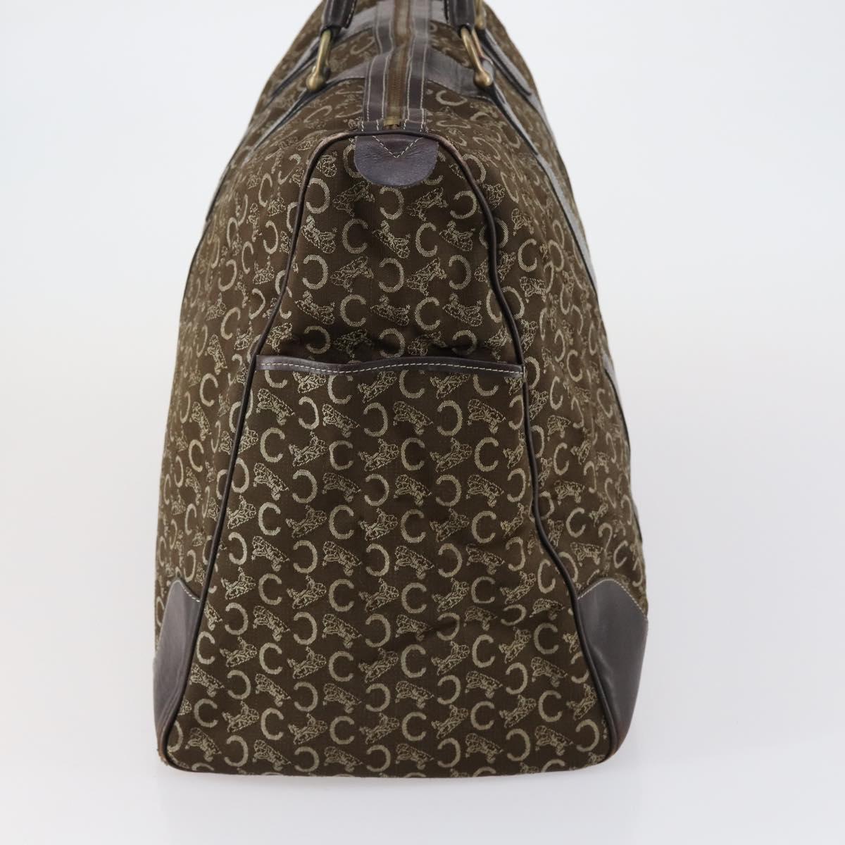 CELINE C Sulky Boston Bag Canvas Brown Gold Auth bs31027